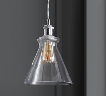 Goldwater 7.5" Adjustable Drop Metal/Glass LED Pendant - JONATHAN Y